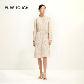 pure touch女士印花职业通勤收腰连衣裙1349251005