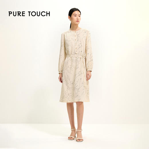 pure touch女士印花职业通勤收腰连衣裙1349251005 商品图0