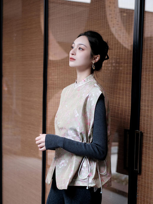 盛唐牡丹 |宋锦海棠纹对襟马甲 商品图4