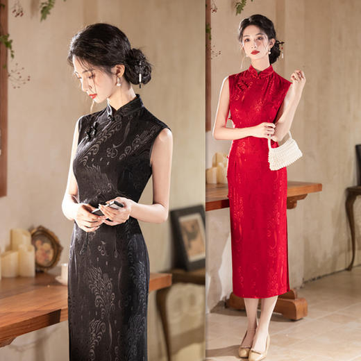 GX蕾丝单层长款无袖少女款旗袍2025春夏新款复古国风日常可穿旗袍裙 商品图0