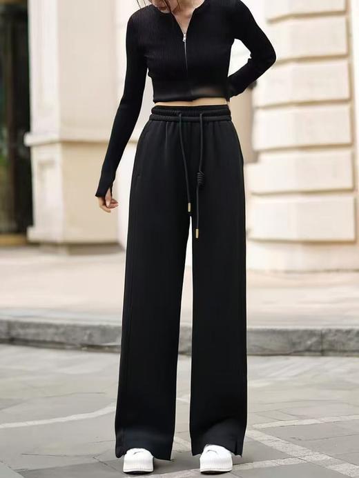 12.12清仓价—春季特卖【休闲裤】 （内里牛奶绒）编织腰绳侧开叉休闲裤-喜出 商品图0