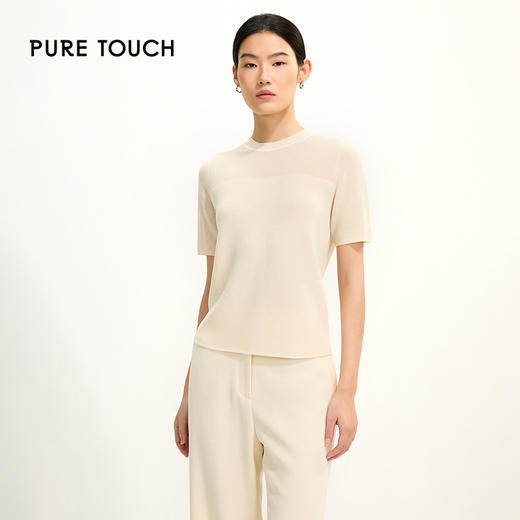 pure touch极简风中袖针织小衫1346251009 商品图0