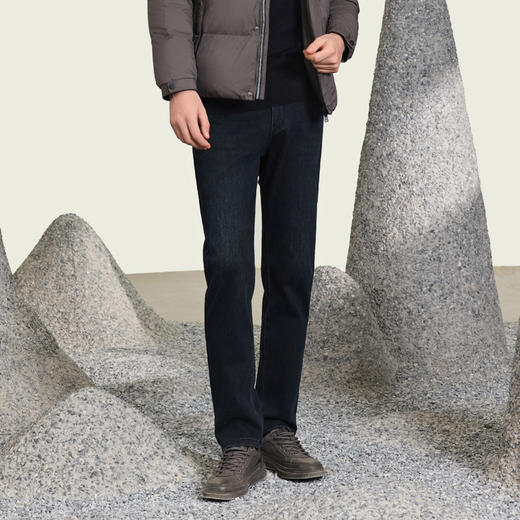 半身缘男裤  冬季牛仔裤简约时尚新颖棉复合面料254101M10103497 商品图0