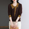 CC-BSM-715春秋装新款女士娃娃翻领打底衫宽松拼色针织上衣t恤 商品缩略图2