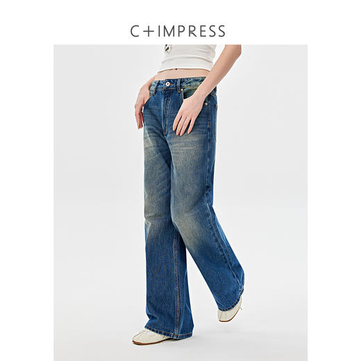 西嘉|土耳其进口纯棉水洗牛仔裤女2025春季新款复古显瘦直筒裤子（KZ2501043） 商品图1