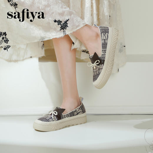 Safiya/索菲娅2025春新款猫咪复古百搭厚底懒人休闲渔夫鞋 SFD1112243 商品图4
