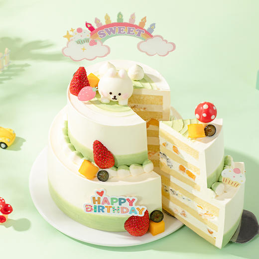 【森林小兔】森系田园风双层下午茶，送儿童女生可爱小兔子蛋糕。多重缤纷鲜果述说大自然的蓬勃生机 商品图2