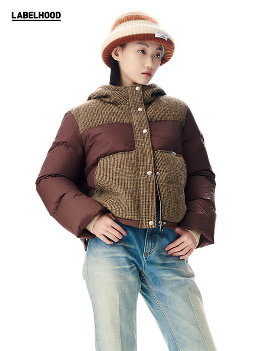 【SHORT SENTENCE×LABELHOOD】联名格纹带帽羽绒服夹克 商品图0