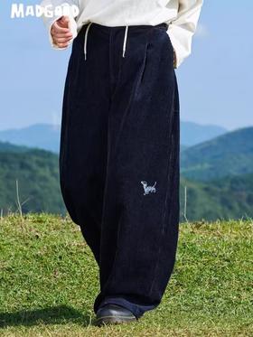 马得工地/ MDGDCK244309/小狗刺绣坑条灯笼裤