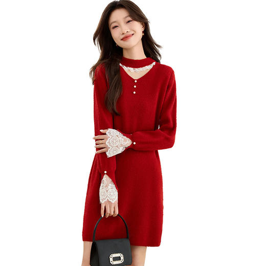 中长款毛衣秋冬2024新款宽松厚遮屁股内搭慵懒风新年针织连衣裙xfy-2351 商品图4