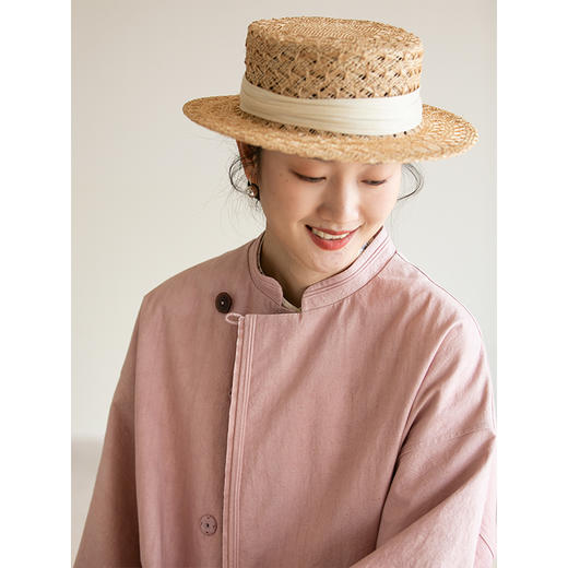 牧衣游原创 棉质净色风衣女新款减龄粉色文艺宽松外套中长款 浅舟 商品图3