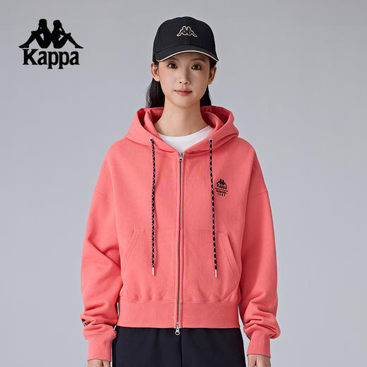 Kappa卡帕背靠背新款运动外套女款休闲连帽卫衣针织开衫短款上衣K0F22MK61 商品图2
