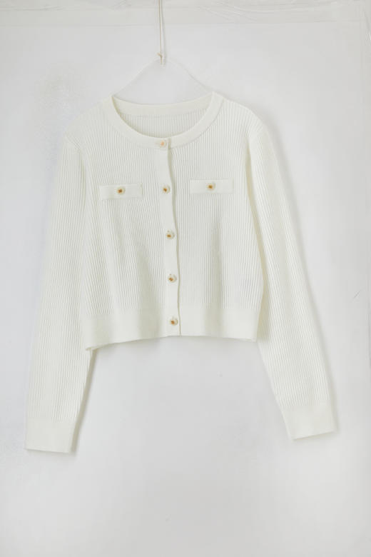 【内购】小香风针织开衫职场日常休闲约会风金属扣短款圆领小香风针织-W51H59435 商品图1