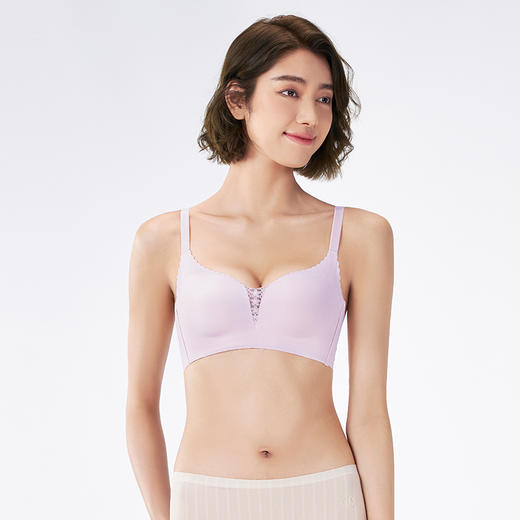 都市丽人B杯常规内衣薄锦提花自然舒适无钢圈常规文胸LBH2M1 商品图1