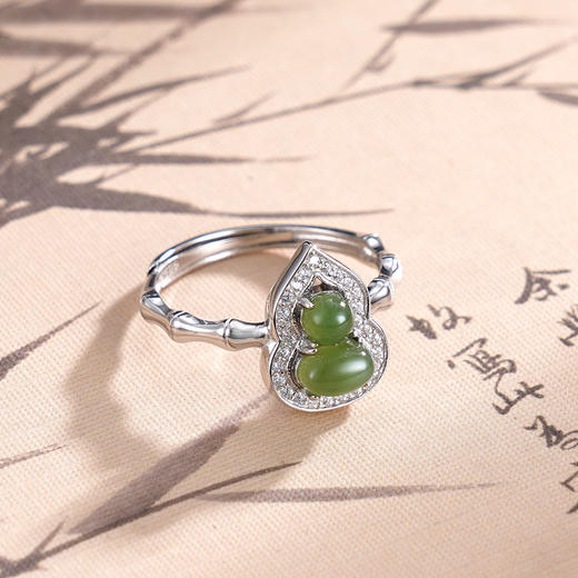 子佩集S925银【福禄一生】戒指纯银【JZ06868】古法银青玉2501 商品图0