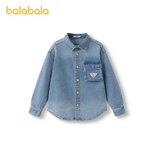 巴拉巴拉童装男童长袖衬衫儿童上衣2025春装纯棉牛仔 商品图4