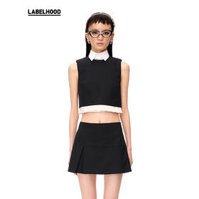 【SHUSHUTONG】蕾虎装装饰下摆圆领无袖短上衣经典款背心