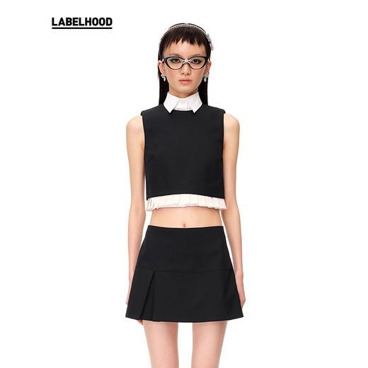 【SHUSHUTONG】蕾虎装装饰下摆圆领无袖短上衣经典款背心 商品图0