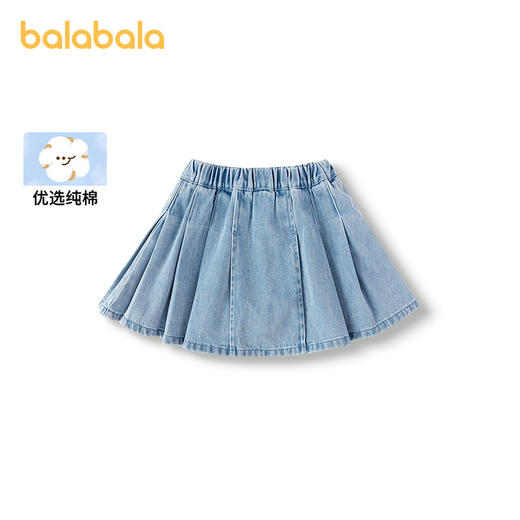 巴拉巴拉童装女童短裙牛仔百褶裙2025春新款裙子百搭 商品图0