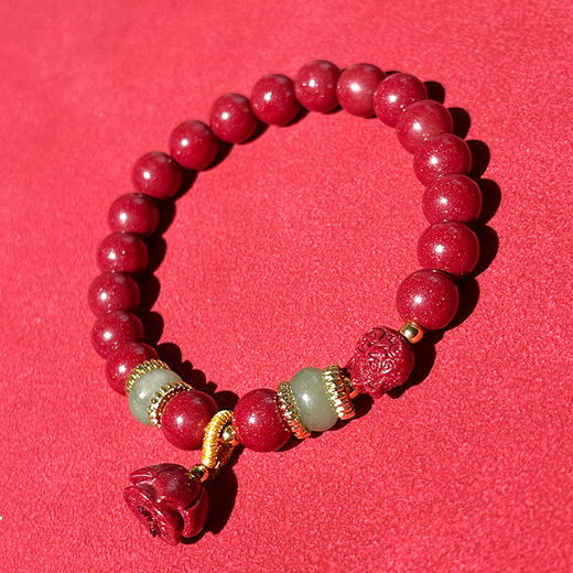 【2025朱砂】青翠莲蓬挂饰朱砂手串8mm 商品图2