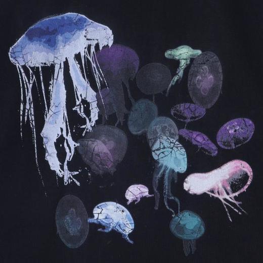 T2199早春新款时尚个性水母印花圆领短袖T恤百搭高级感设计套头上衣 商品图3