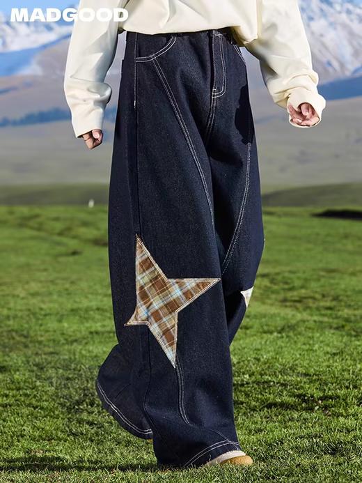 马得工地/ MDGDCK244482/星星贴布分割牛仔裤 商品图0