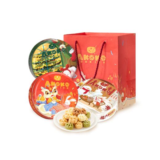AKOKO经典小花曲奇160g*3盒（赠礼袋一个）【G】 商品图1