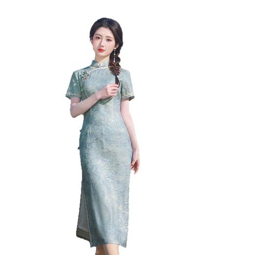 GX2025春夏新款复古中式年轻款短袖旗袍连衣裙 商品图4