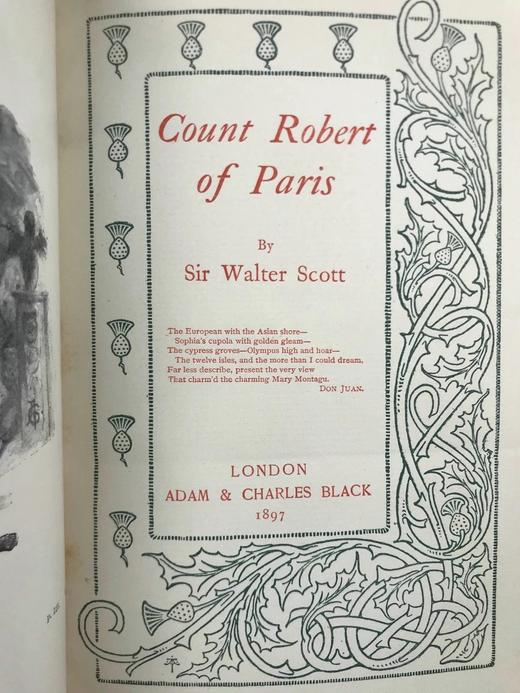 1897年 司各特《巴黎的罗伯特伯爵》 1幅插图 真皮精装32开 商品图3