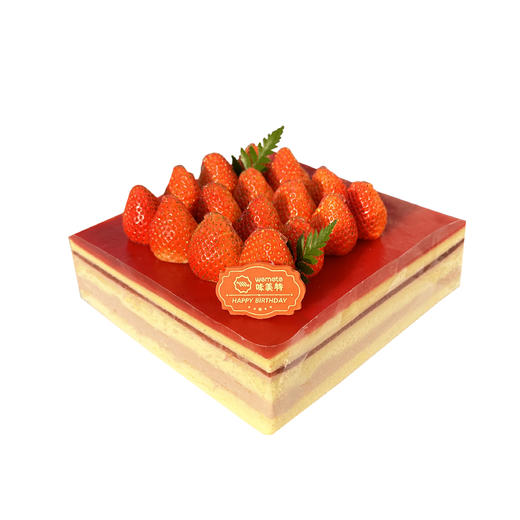 味美特“草莓慕斯”奶油水果蛋糕-主要原材料有冷冻草莓果泥+草莓果馅+树莓果泥+动物奶油+草莓库里 商品图0