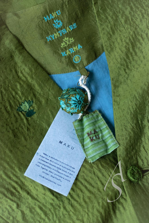 Maku 松绿色手织真丝刺子勾绣短外套 商品图7