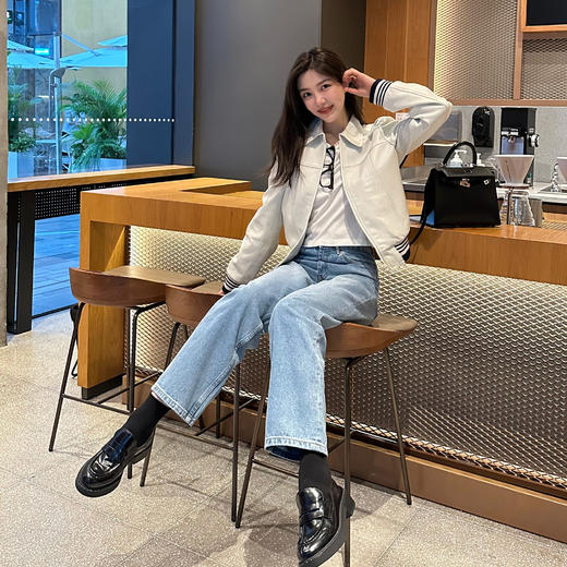 ROMI STUDIO“随性简约”高腰百搭宽松直筒显瘦蓝色牛仔裤 23AWN303 商品图0