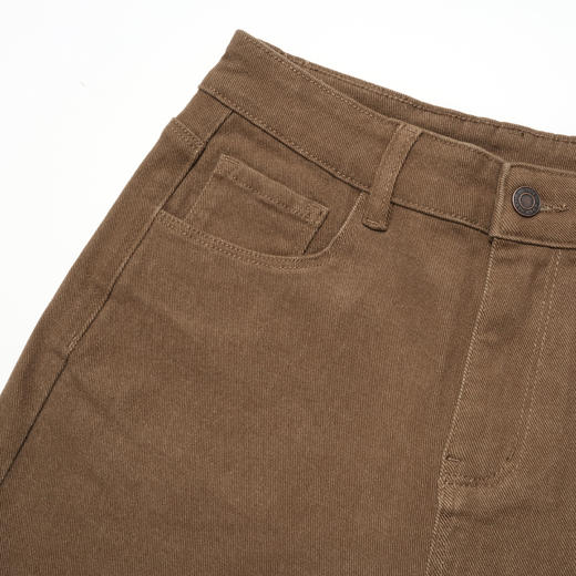 ROMI STUDIO“随手穿”腔调穿搭高腰复古棕微弹加绒牛仔裤23AWN852 商品图1