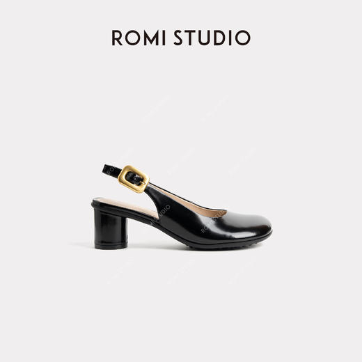 ROMI STUDIO”法式优雅“开边珠牛皮拼羊皮圆头玛丽珍鞋24SSS044 商品图0