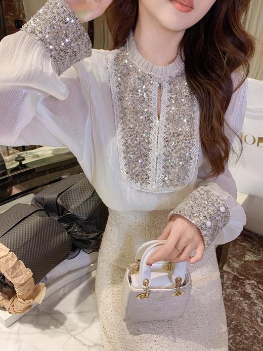 张心子【美杜莎】气质女神亮片氛围感显瘦衬衫上衣 U2412061 商品图8