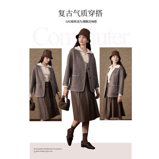 乔万尼秋冬高级感新款羊毛呢短款大衣外套EM4B523 商品图2