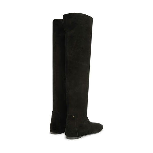 Giuseppe Zanotti 女士绒面革及膝平底长靴 黑色 I480008001 商品图2