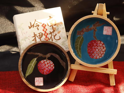 岭南荔枝押花杯垫 商品图1