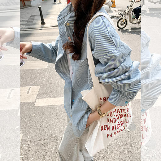 <曾小咸推荐>4.9现货秒杀 ！微信超特价！蓝白牛仔竖条纹衬衫 日常169.99 立减80 秒杀89.99！！ 商品图4