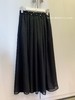 温柔晚风 手工缝制珍珠腰部点缀 岩石肌理感雪纺半身裙 黑色 商品缩略图1