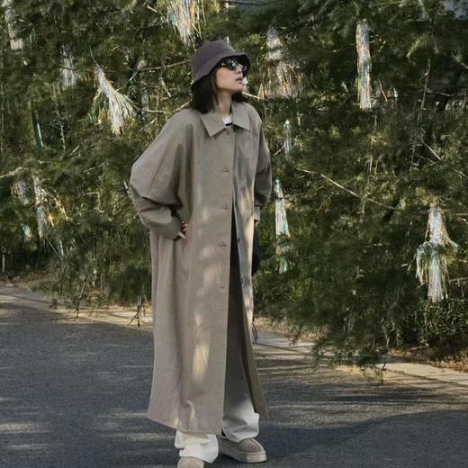 顺丰包邮34241洛诗琳进口匹马棉纸感肌理建筑廓形风衣673 商品图1