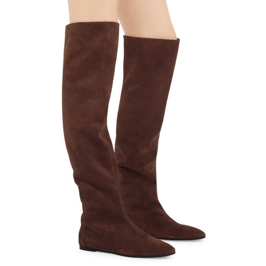 Giuseppe Zanotti 女士绒面革及膝平底长靴 棕色 I480008002 商品图3