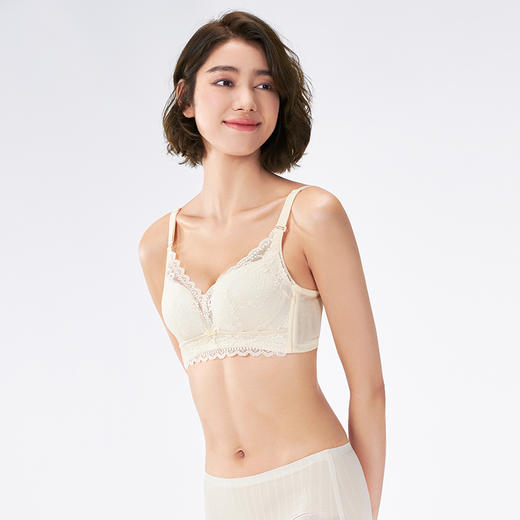 都市丽人B杯常规内衣薄蕾丝聚拢升杯无钢圈常规文胸YBH1M7 商品图4