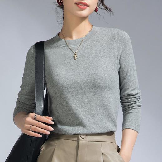 【自】全新升级【铂金会员109/天猫149/差价40】(41241) 洛诗琳绵羊毛打底衫2025春季新款长袖t恤圆领修身显瘦上衣 商品图1