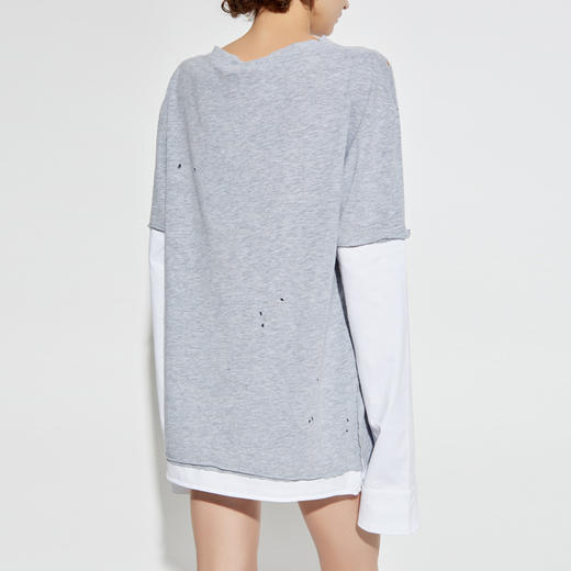 DSQUARED2 女士字母徽标棉质圆领长袖T恤 灰色 S72GD0533 DTJ005 962 商品图2