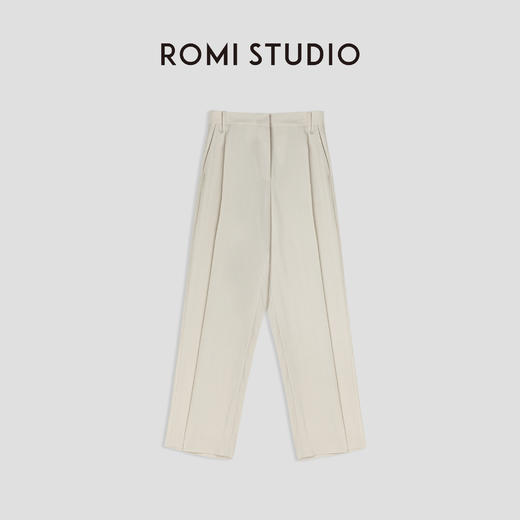 ROMI STUDIO“自在度夏” 高腰直筒垂坠感轻薄透气米杏色西裤 K3091 商品图2