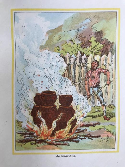 1884年 笛福《鲁滨逊漂流记》 20幅彩色插图 漆布精装32开 商品图6