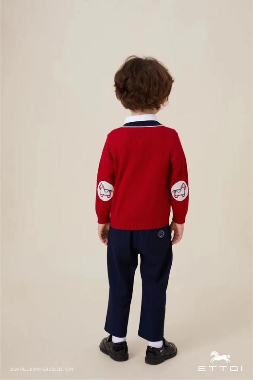 【5楼】ETTOI爱多娃儿童新年红色针织衫外套25年款新款百搭时尚开衫毛衣 商品图2