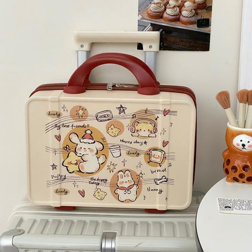 【敲高颜值】卡通手提行李箱化妆包女收纳旅行箱14寸迷你可套拉杆公司礼品箱。ry 商品图10