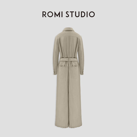 ROMI STUDIO “法式复古” 早秋100%雨露麻收腰连体阔腿裤 K3553 商品图1